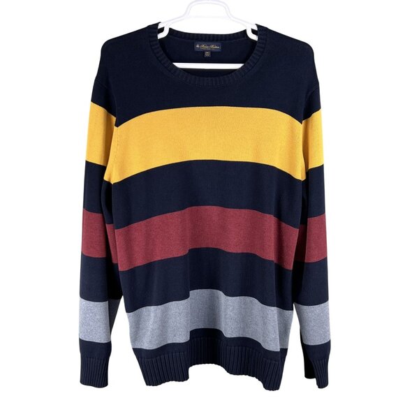 Brooks Brothers 2XLT Colorblock Striped Crewneck Ribbed Sweater Nautical Preppy - Picture 3 of 14